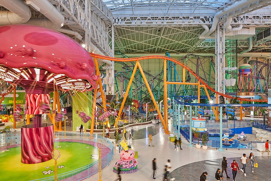 A large indoor water park.