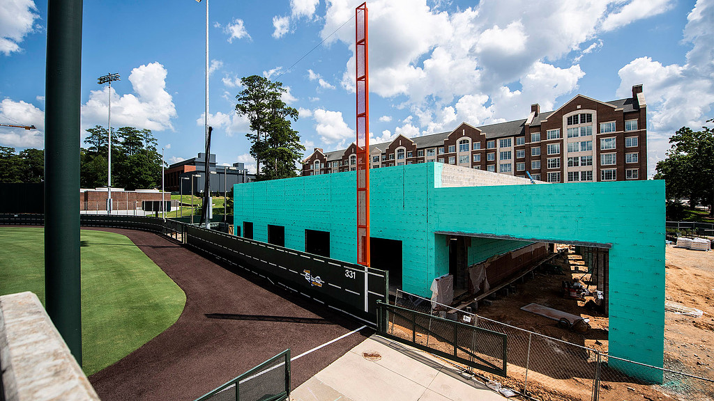 A building with a green roof.