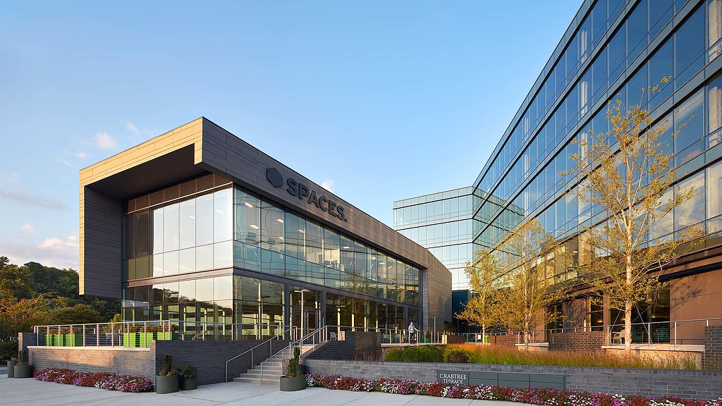 A building with glass walls.