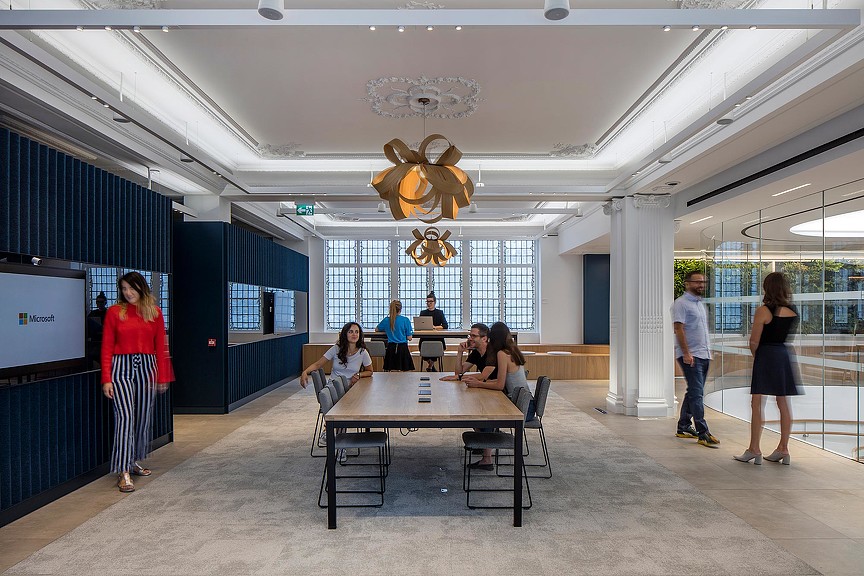 A group of people in a room.