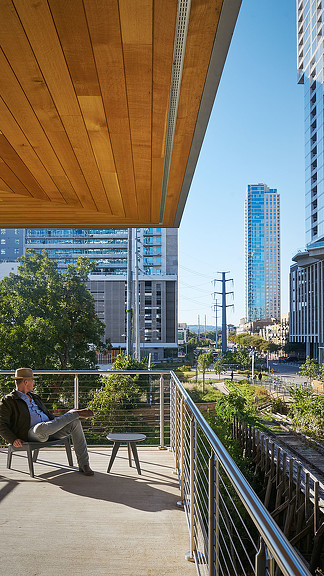A person sitting on a bench.
