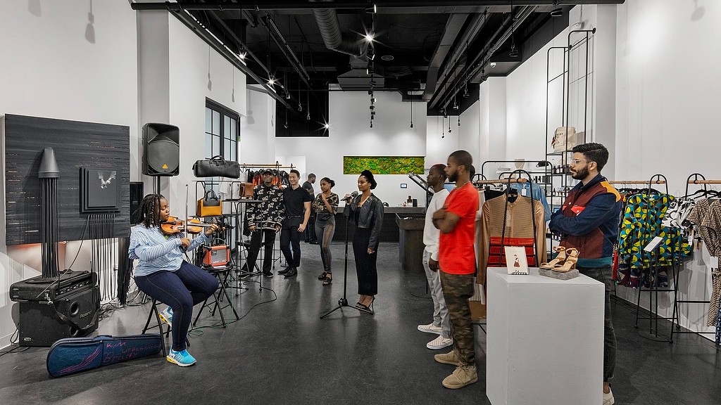 A group of people in a room.