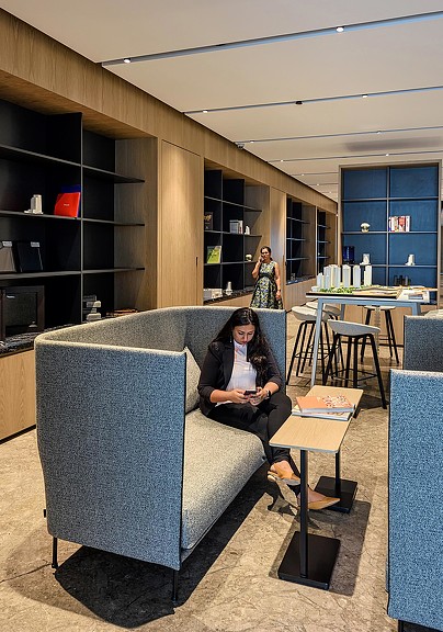 A person sitting on a chair.