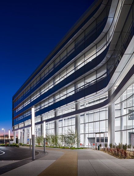A building with glass walls.