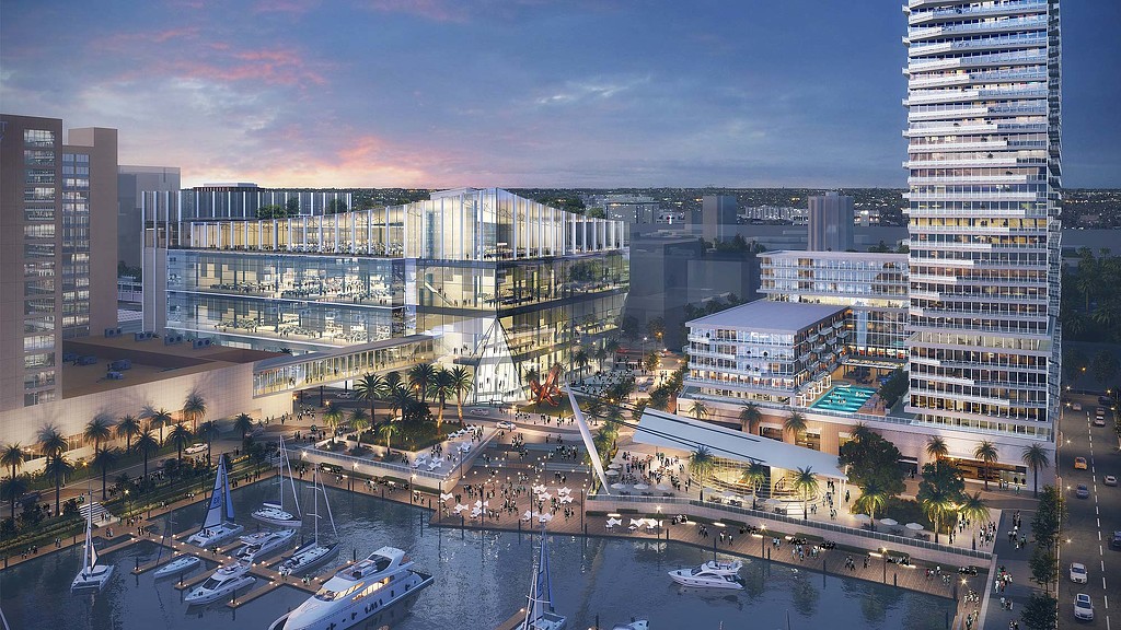 A city with a river and boats.