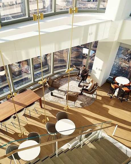 A high angle view of a building.