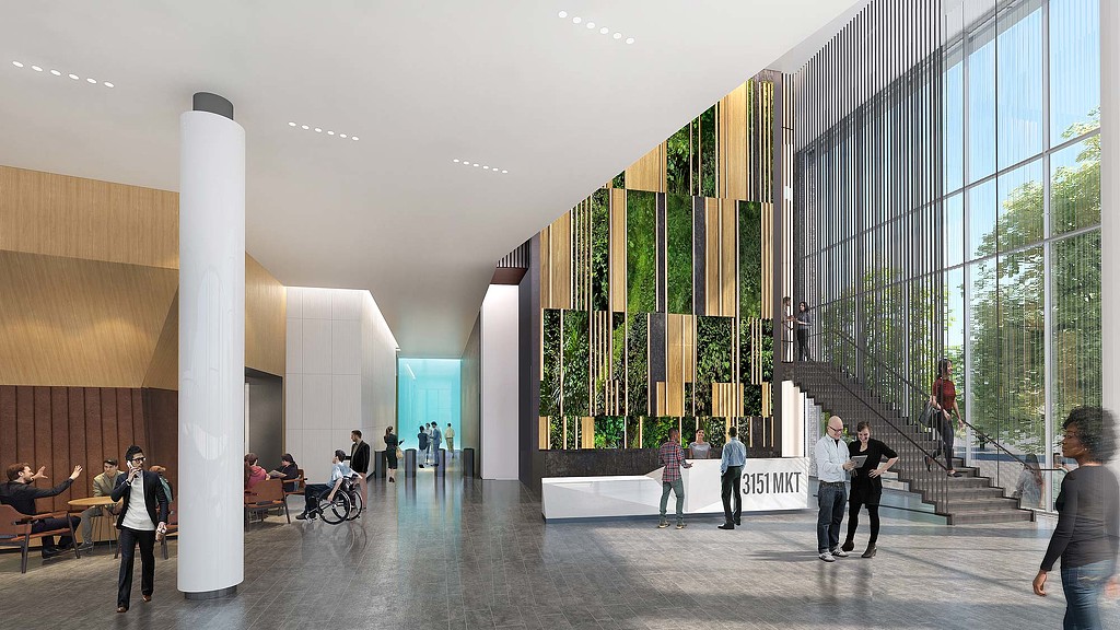 People walking inside a building.