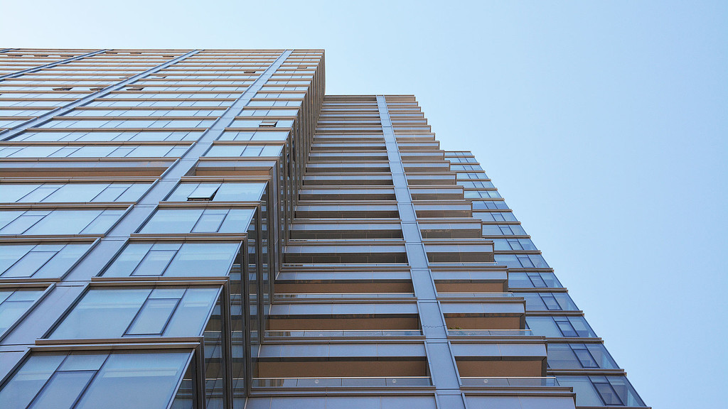 A low angle view of a building.