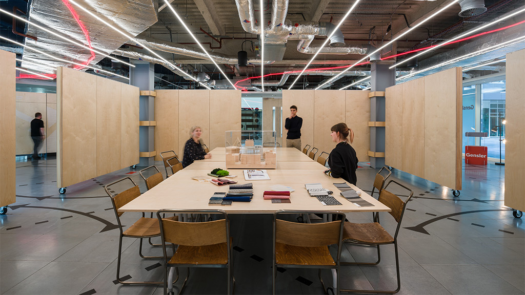 A group of people in a room.