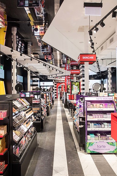 A store with shelves of products.
