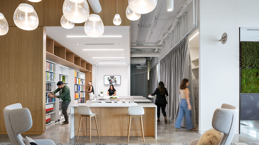 A group of people in a room.