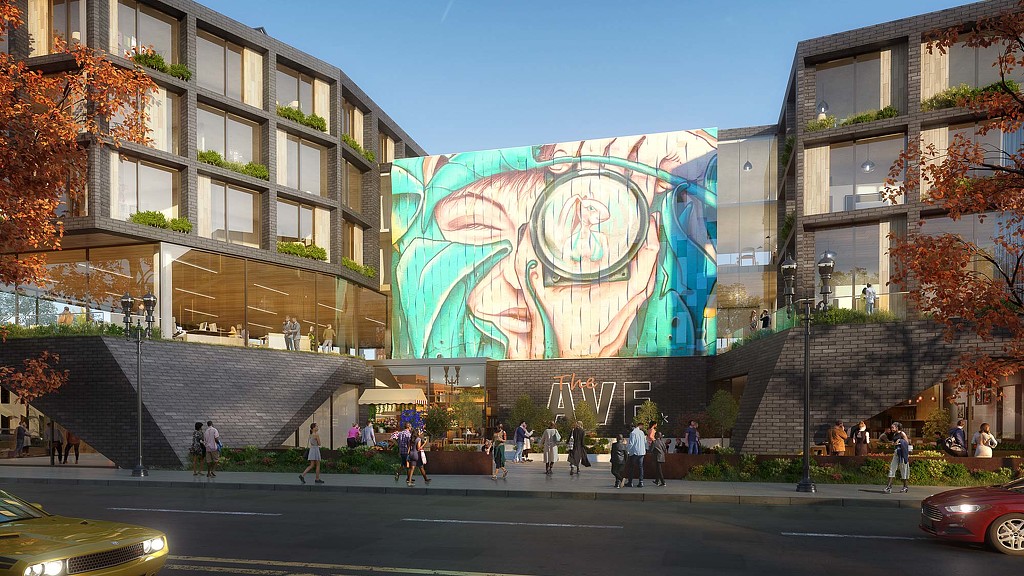 A large map on a building.