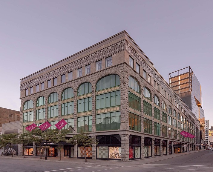 A large building with many windows.