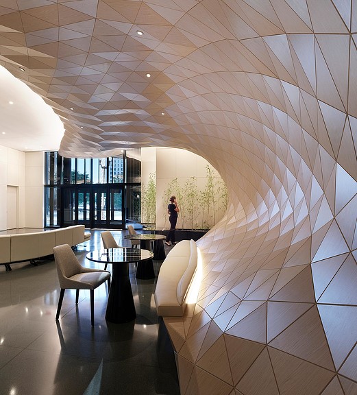 4300 Wilson building lobby sculptural feature