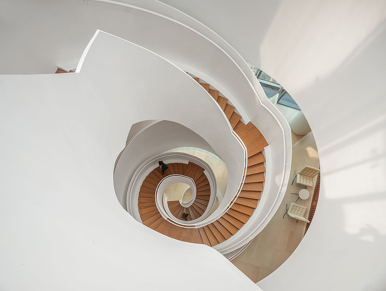 Harbin Bank International Plaza spiral staircase shot from above