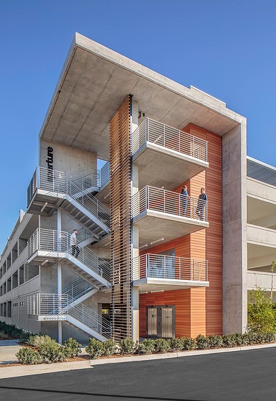 Aperture Del Mar campus building exterior stairwell