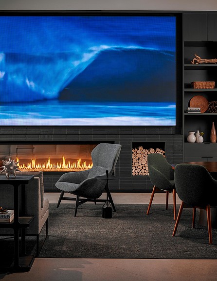 Cushman & Wakefield San Diego office lounge seating and TV screen