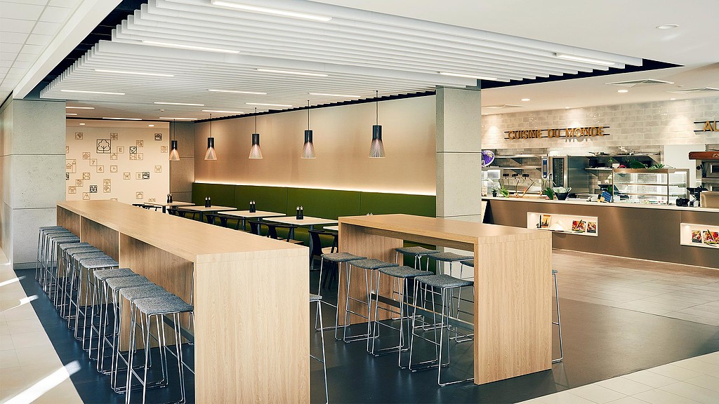 Confidential consumer goods client headquarters restaurant seating