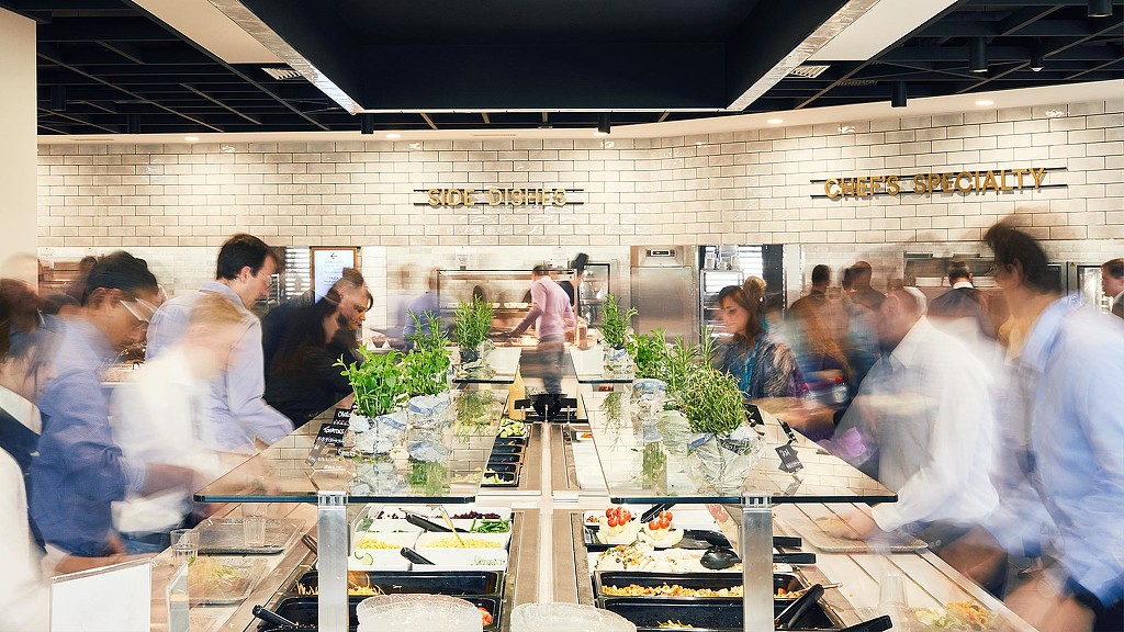 Confidential consumer goods client headquarters restaurant salad bar