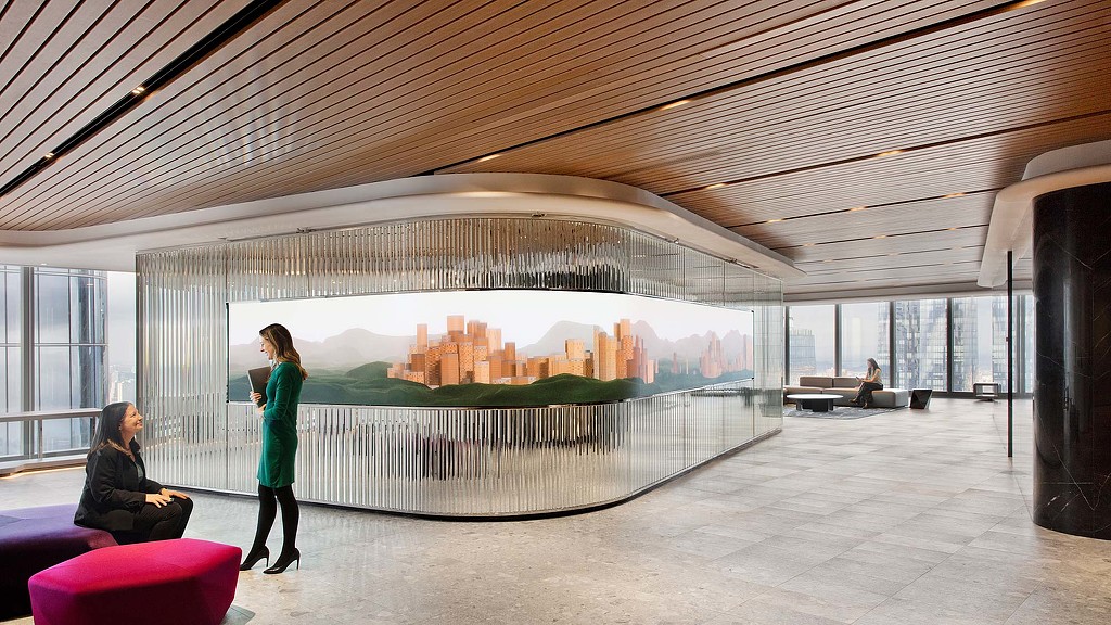 reception with digital screen