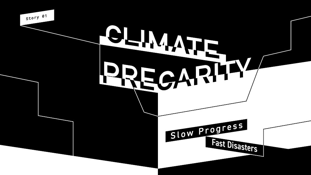 Climate Precarity graphic, black and white
