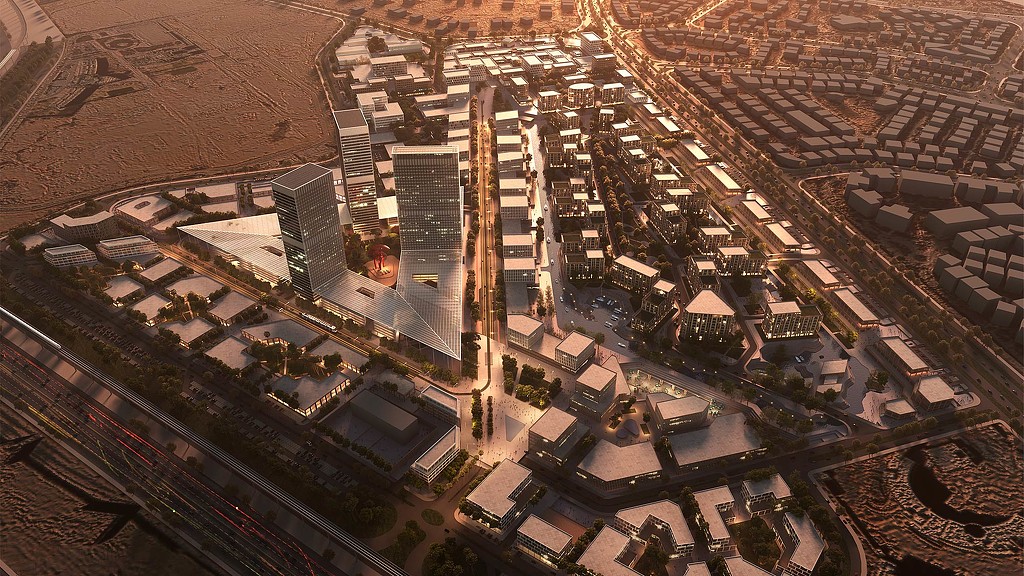 205 Feddan master plan aerial rendering.