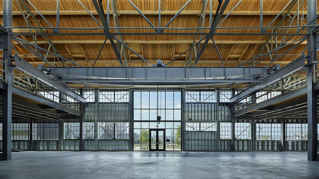 888 Douglas empty industrial warehouse interior.