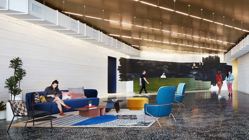 A person sitting on a couch.