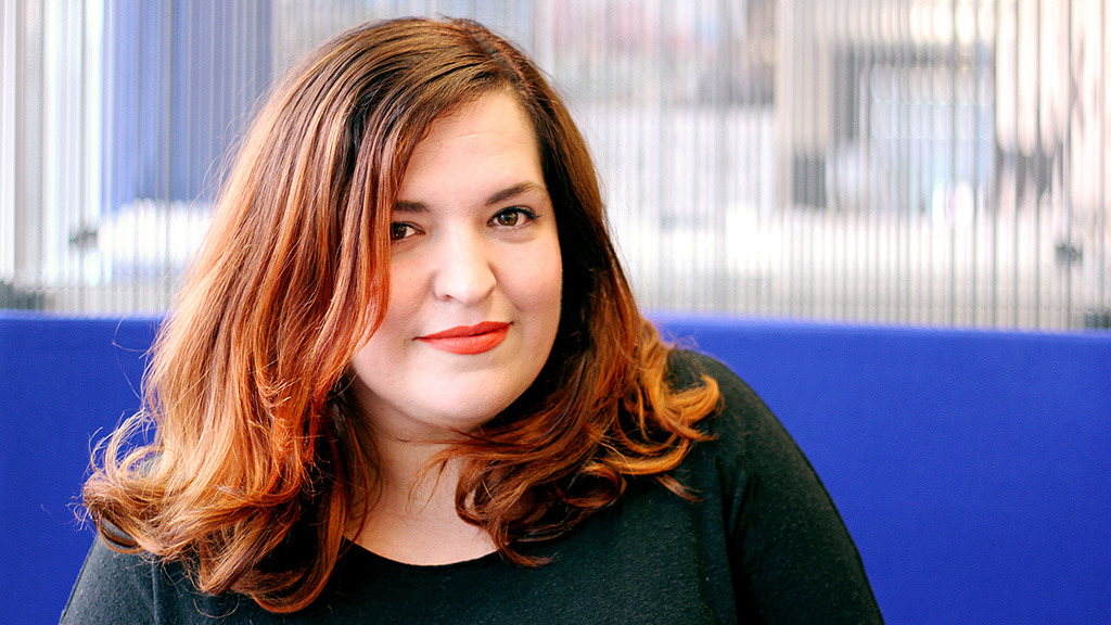 A woman with long hair.