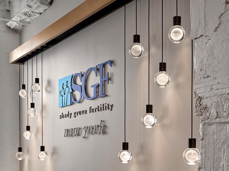 Shady Grove Fertility New York sign with lights.