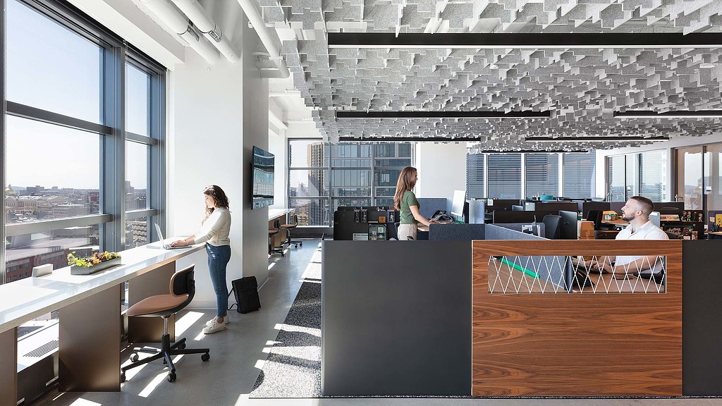 Open workstations in the Boston Celtics workplace