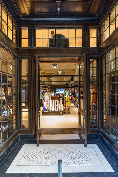 NBA Sydney store entrance with NBA logo.