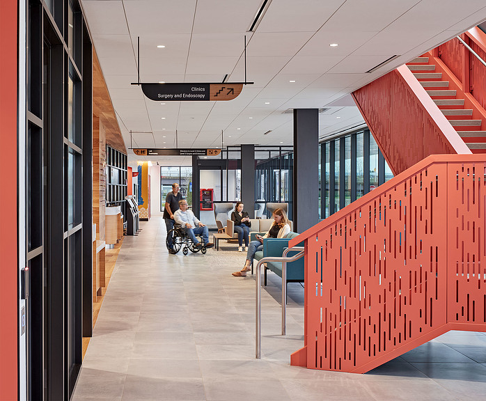 Mass General Brigham iCare unifying orange staircase