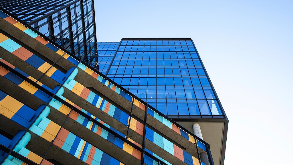 A low angle view of The Line Charlotte building