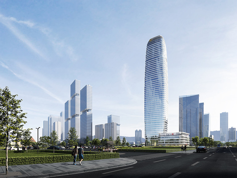 CMG Dalian Tower cityscape rendering
