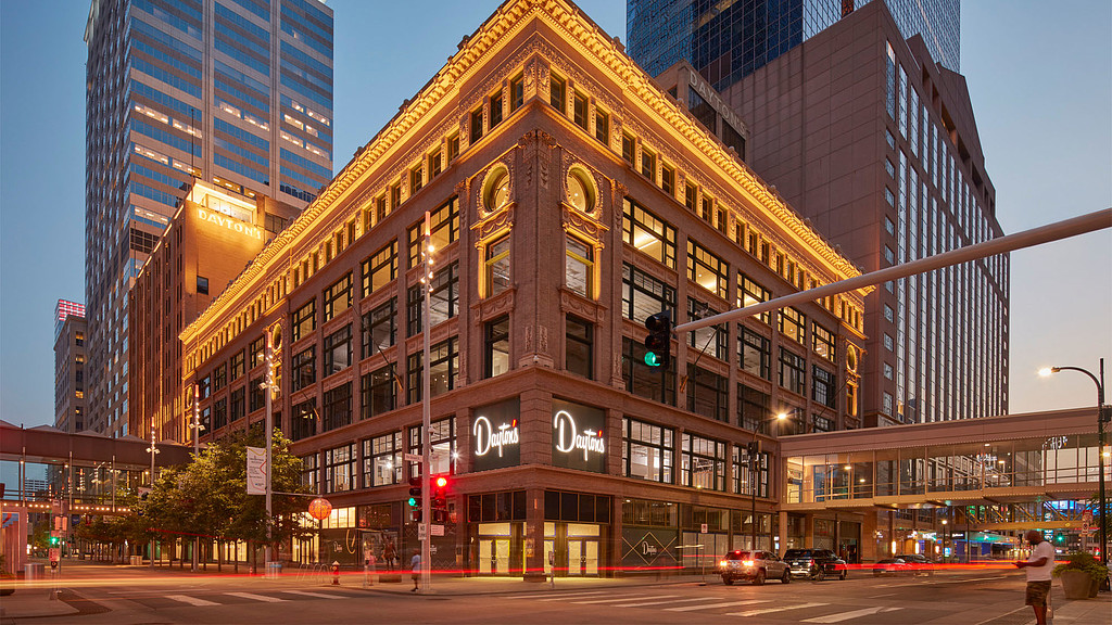 A large building with many windows.