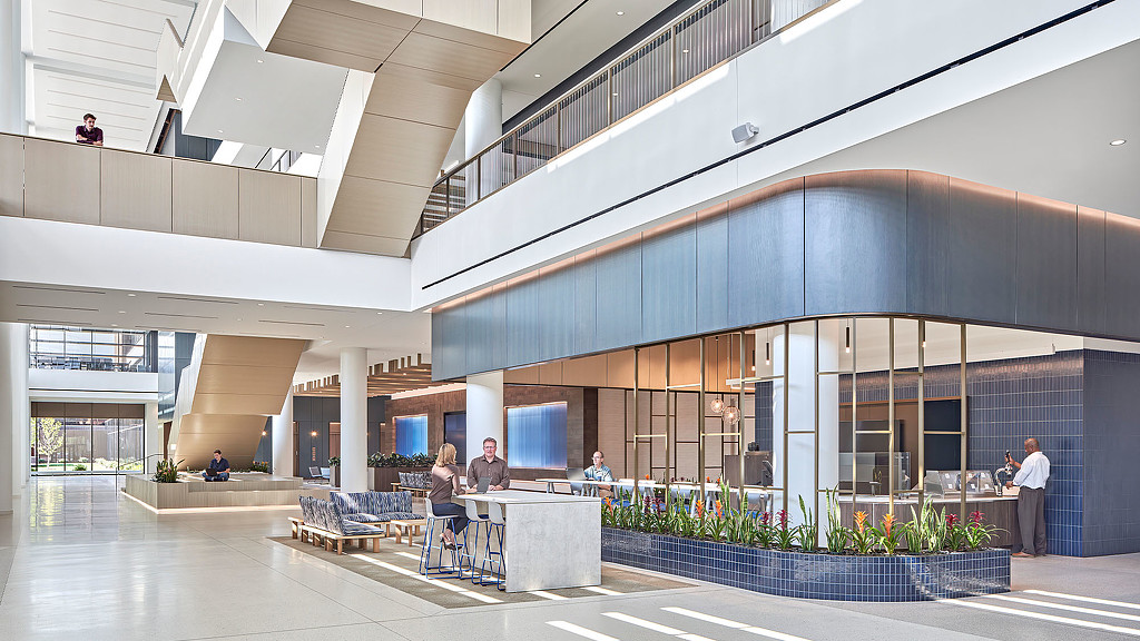 Atrium at the front of a financial services firm