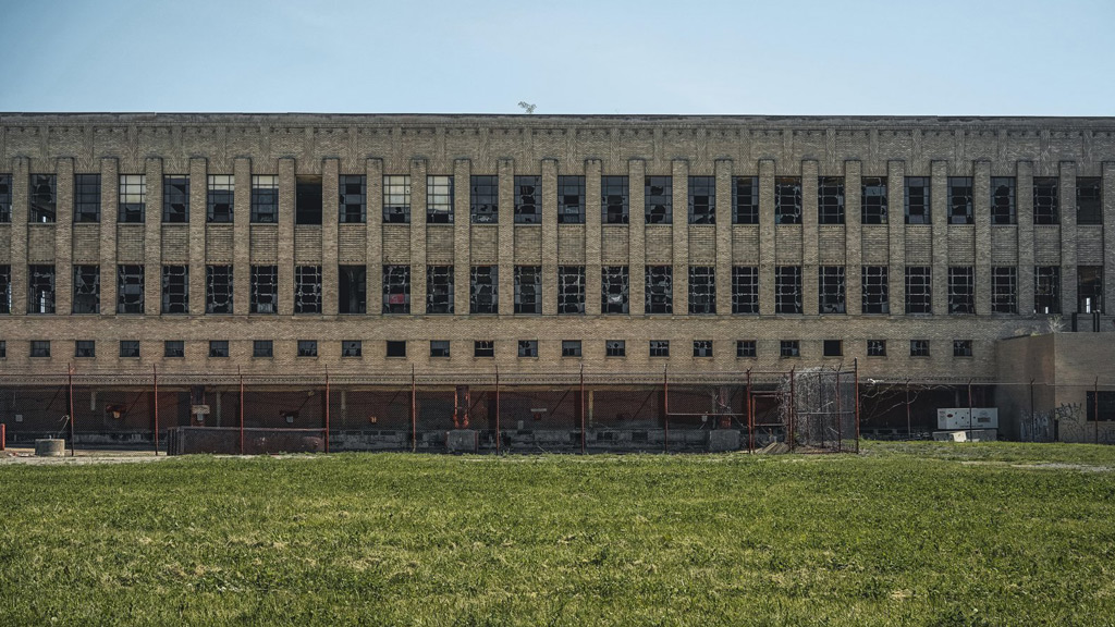 A large building with many windows.