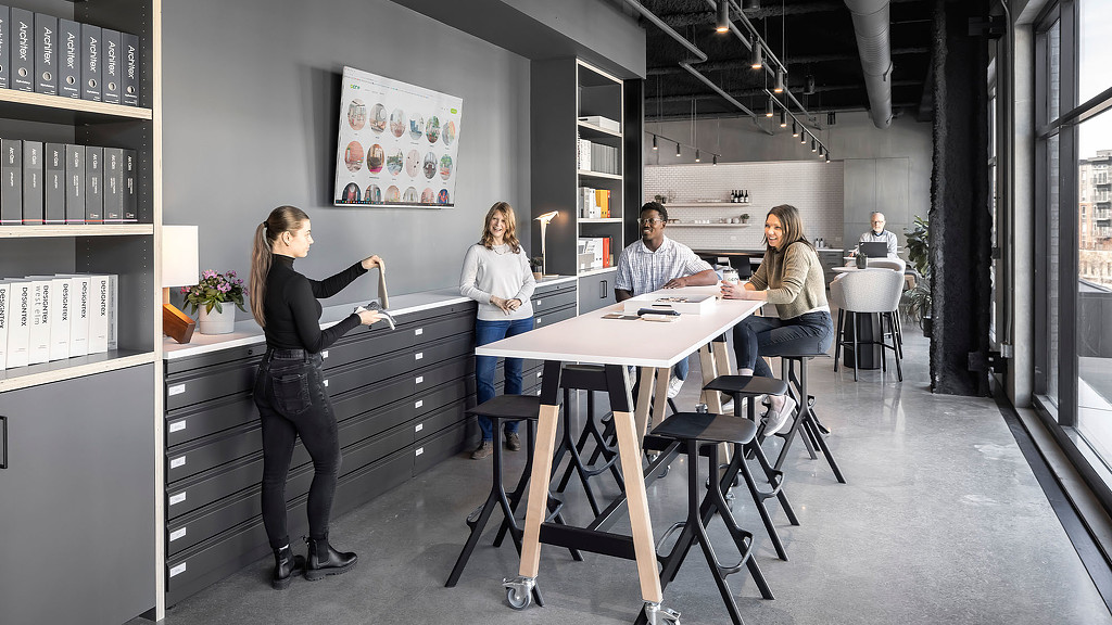 A sitting area as a designer palate in a modern office at Acre Showroom
