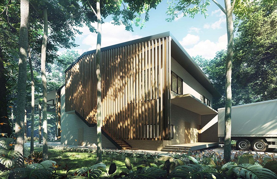 Botanika Osa Peninsula Sanctuary back of house rendering