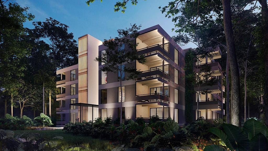 Botanika Osa Peninsula residences at night