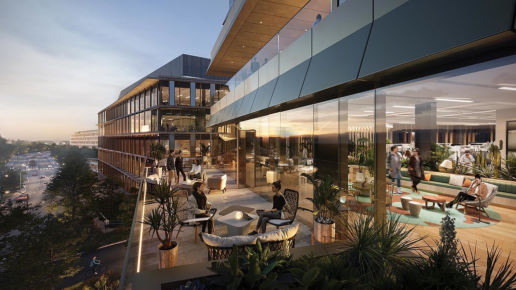 A group of people outside a building.