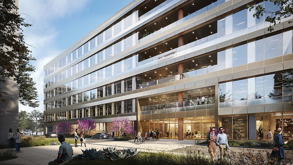 A building with many windows.