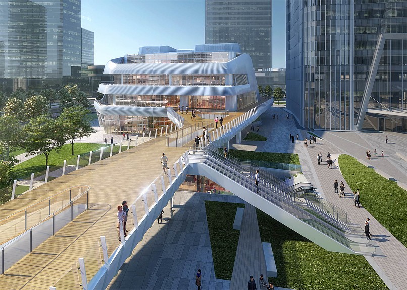 Zhangjiang Twin Towers platform bridge rendering
