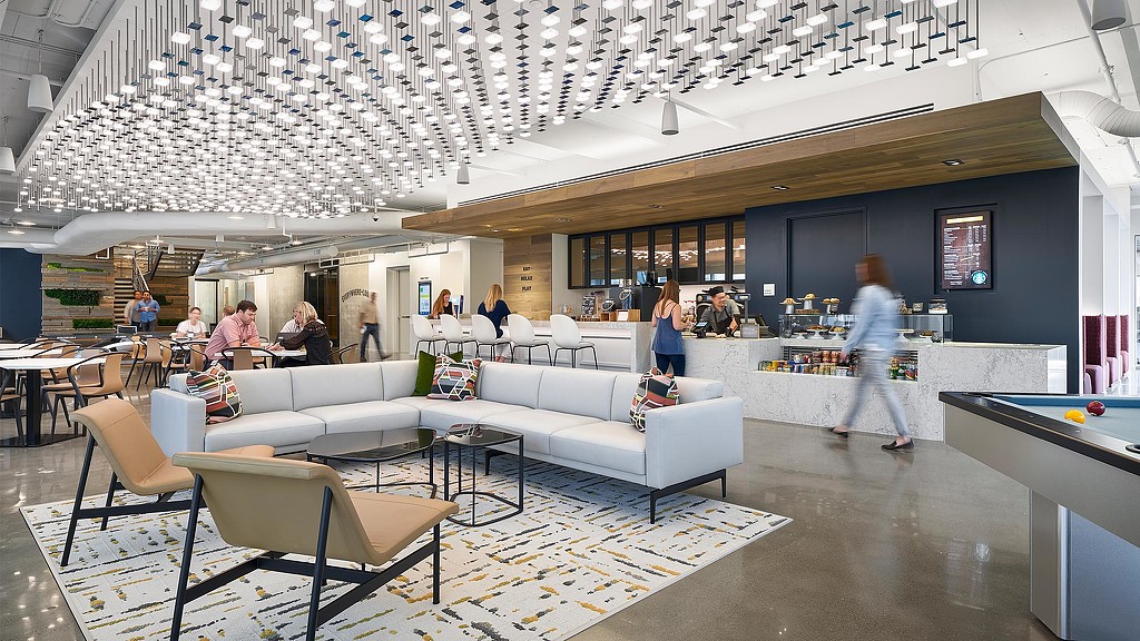 Financial tech firm communal lounge and cafe