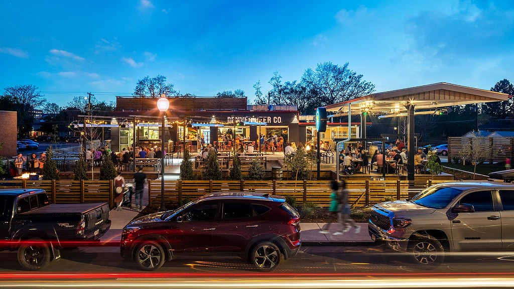 Denver Beer Co street view at night
