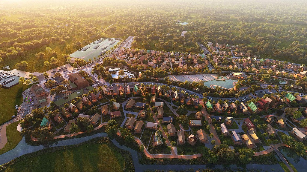 A city with a river running through it.