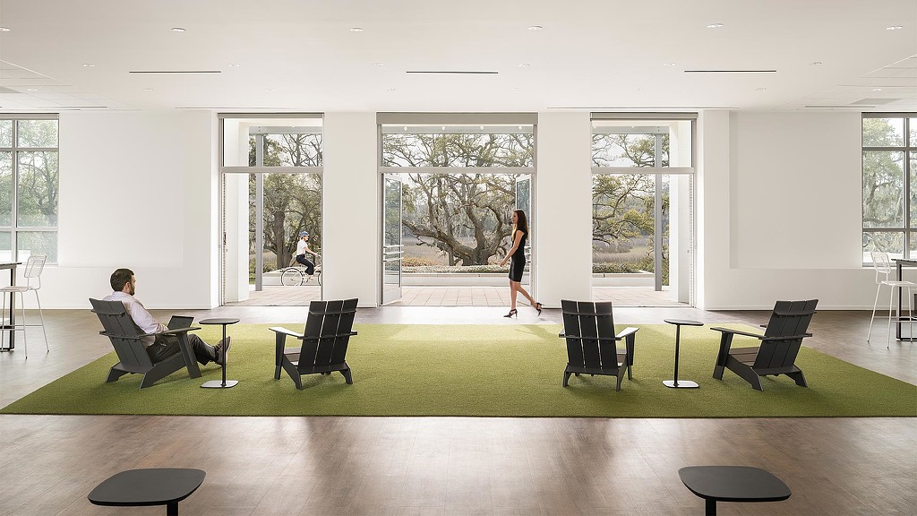 A person walking in a room.