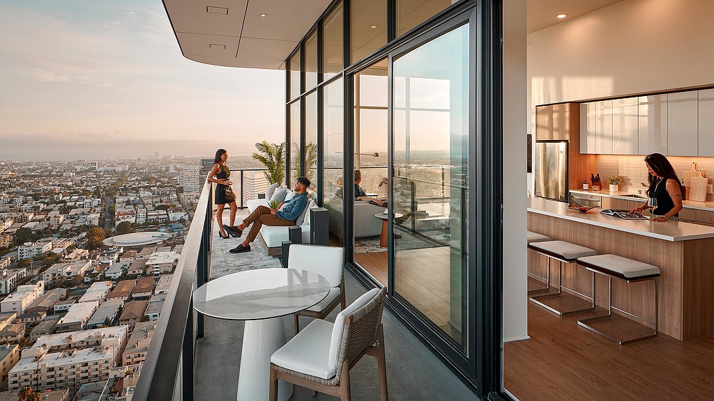 The Landmark residences balcony with Los Angeles view