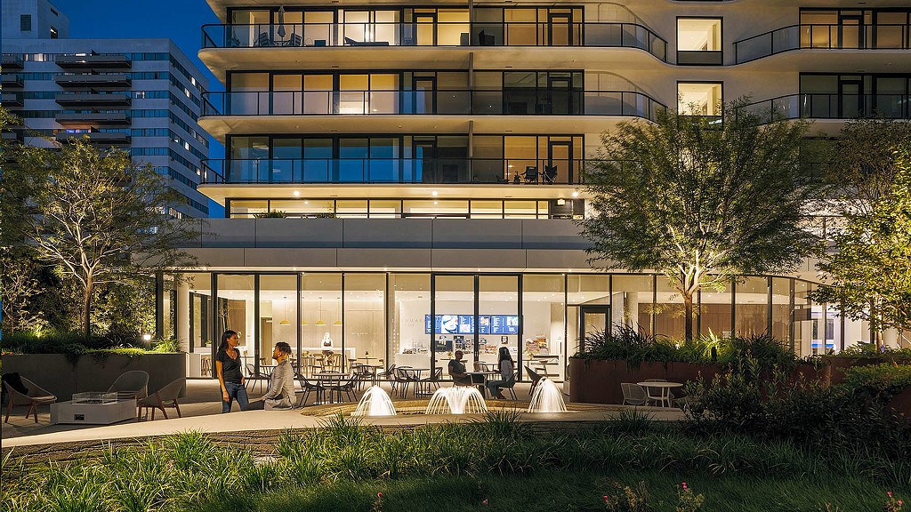 The Landmark residences at night